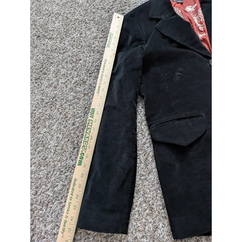 Guess Premium Blazer‎ Jacket 3-Button Black Velvety Velour Cotton Medium Mens